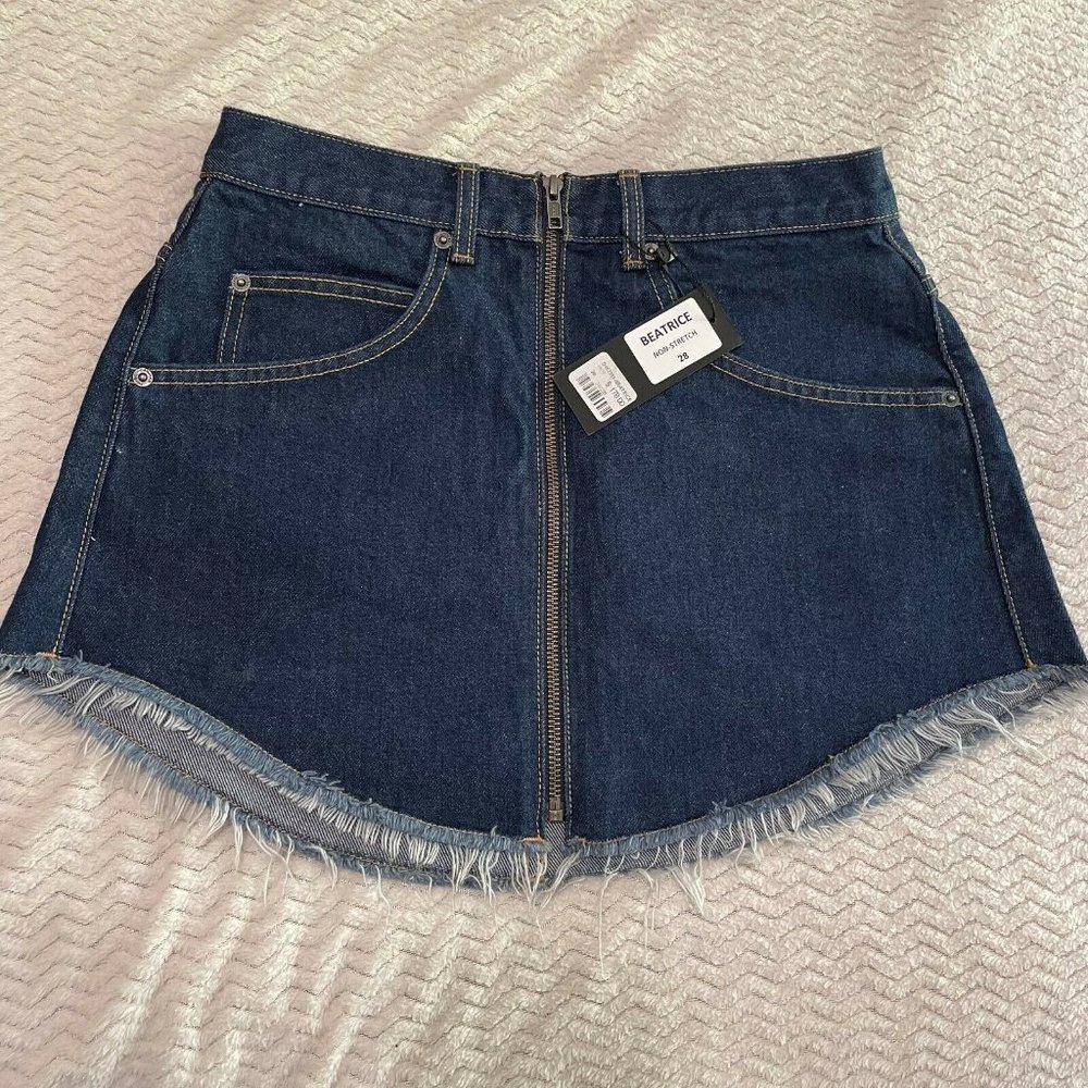 Carmar Womens Beatrice Skirt Non Stretch Dark Blue Wash Zip Front